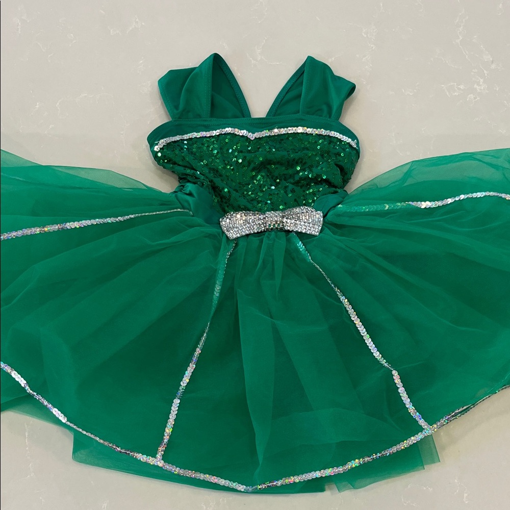 Weissman Emerald Sequin Kids Dance Costume